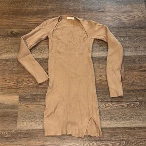 Mable Elegant Tan Long Sleeve Dress size S